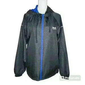 Everlast sport women's black blue zip-up windbreaker jacket size small